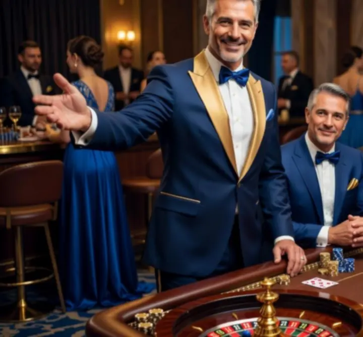Profesjonalnie zorganizowany wieczór pokerowy z uczestnikami przy stołach.