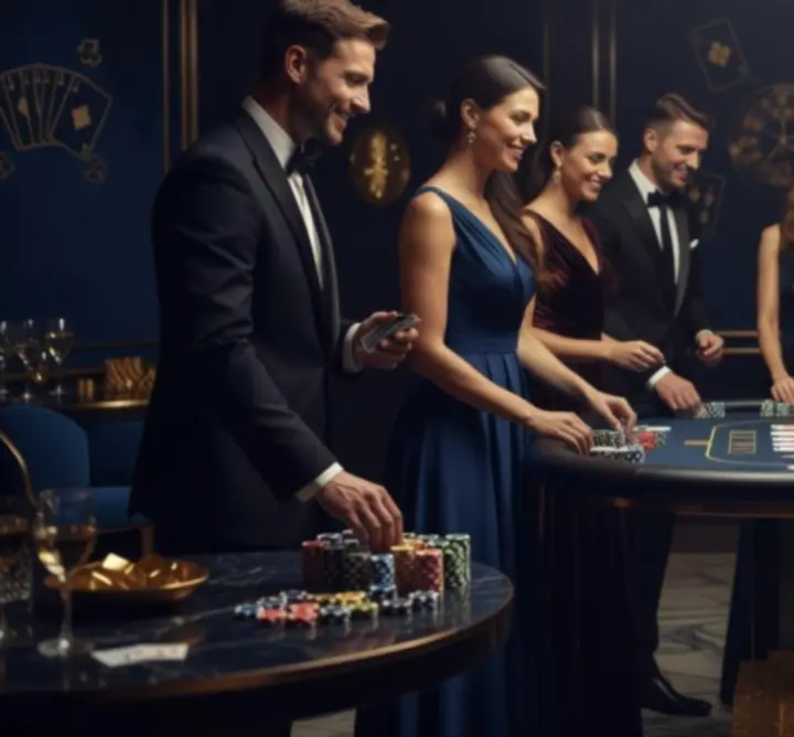 Zespół FALL ALASSAN AUTO LAB przy stołach kasynowych podczas eleganckiego eventu